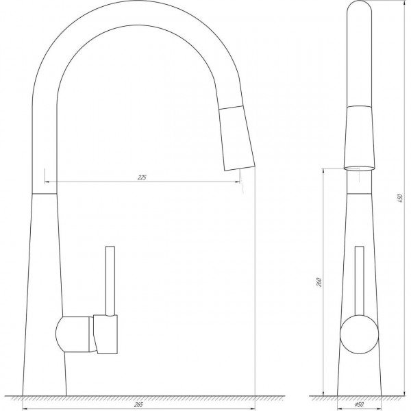 Смеситель для кухни Globus Lux LAZER GLLR-1033-StSTEEL