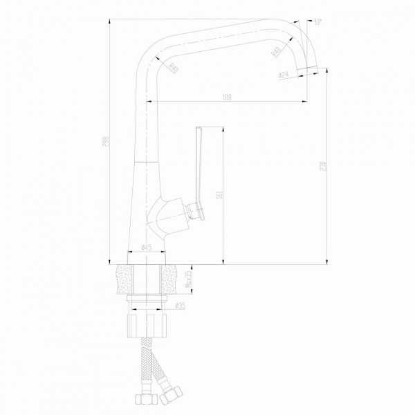 Смеситель для кухни TOPAZ TEEL TT 24401-H59-BB