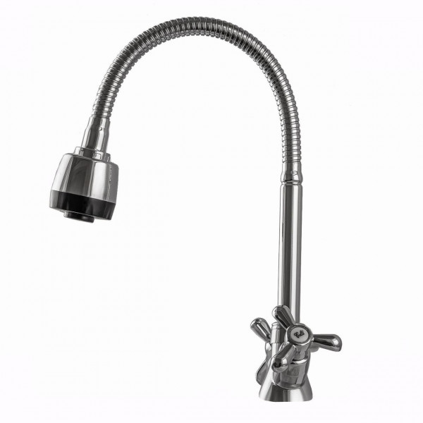 Смеситель для кухни DOMINO DK-H1-2N-103MA крест керамика, с гофровиливом Смеситель для кухни DOMINO DK-H1-2N-103MA крест керамика, с гофровиливом