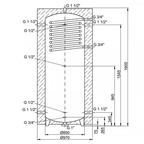 Теплоаккумулятор Thermo Alliance TAI-10 1000 с теплообменником 1,4 кв. м с изоляцией 60 мм