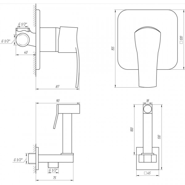 Змішувач гігієнічний Globus Lux LAZER GLQU-0110-Q
