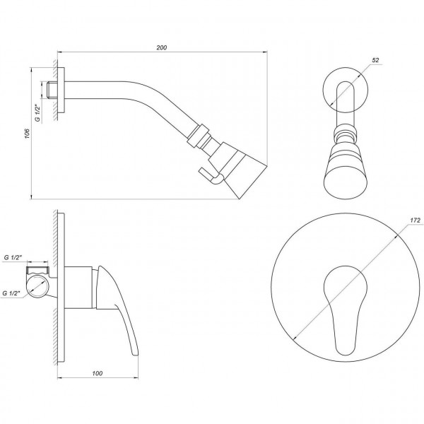 Смеситель для душа Globus Lux SOLLY GLSO-0105S