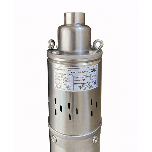 Насос скважинный шнековый VOLKS pumpe 4QGD 1,2-50-0,37кВт 4 дюйма +кабель 15м