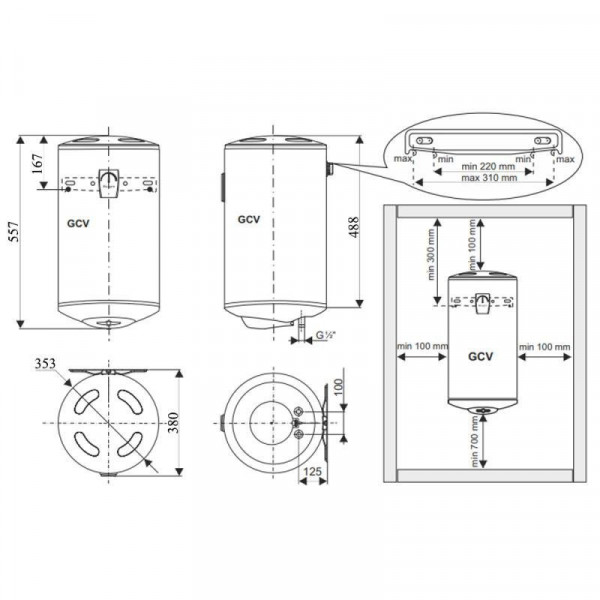 Водонагреватель Tesy Bilight Slim 30 л, мокрый ТЭН 1,2 кВт GCV 30 35 12 B11 TSRC (GCV303512B11TSRС) 303295