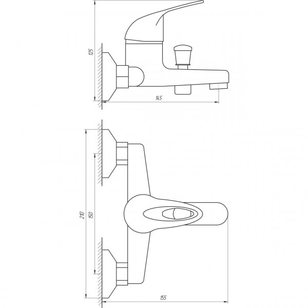 Смеситель для ванной Globus Lux Sena GLS-102