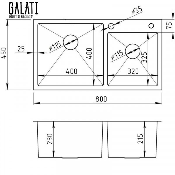 Кухонная мойка Galati Arta U-750D