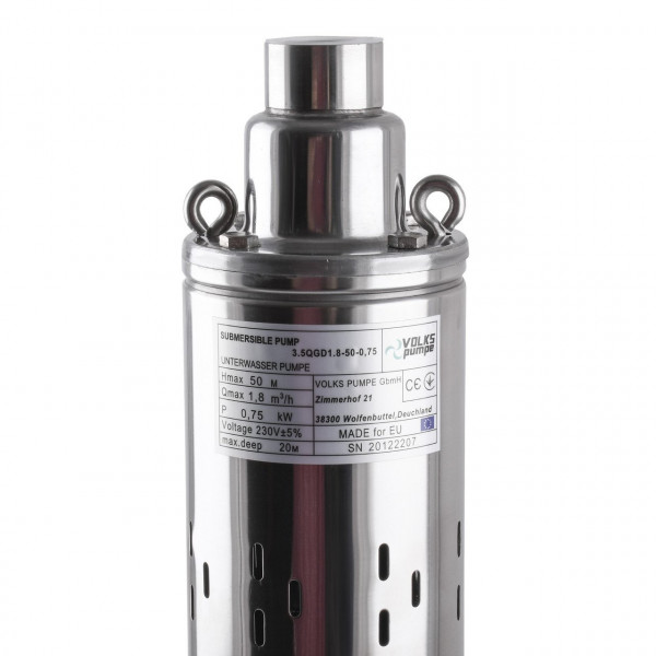 Насос скважинный шнековый VOLKS pumpe 3,5 QGD 1,8-50-0,75 кВт 3,5 дюйма + кабель 15м
