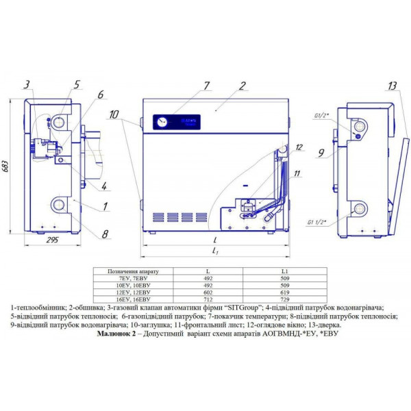 Котёл газовый ATON Compact 16EBУ + комплект труб, двухконтурный