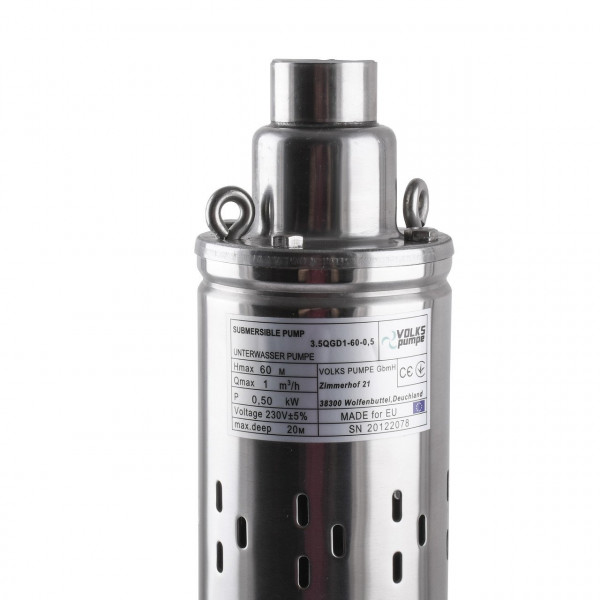 Насос скважинный шнековый VOLKS pumpe 3,5 QGD 1-60-0,5 кВт 3,5 дюйма + кабель 15м