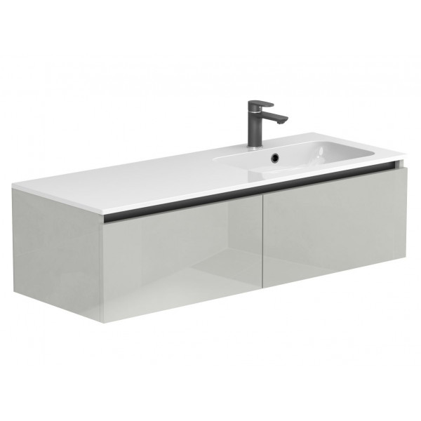 Тумба підвісна BASE Сіра глянцева для умивальника DELLA 1200 R Miraggio