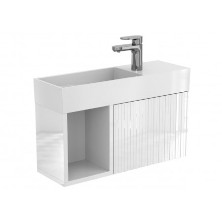 Тумба підвісна AURA біла глянцева для умивальника TONI 650 Miraggio