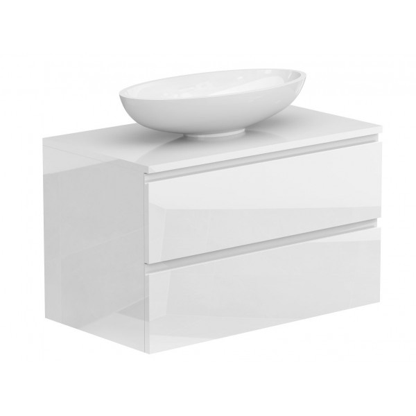 Тумба підвісна MONO 800 Біла глянцева з умивальником NICE Miraggio