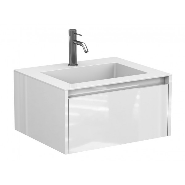 Тумба підвісна UNO біла глянцева для умивальника ERICA 600 Miraggio