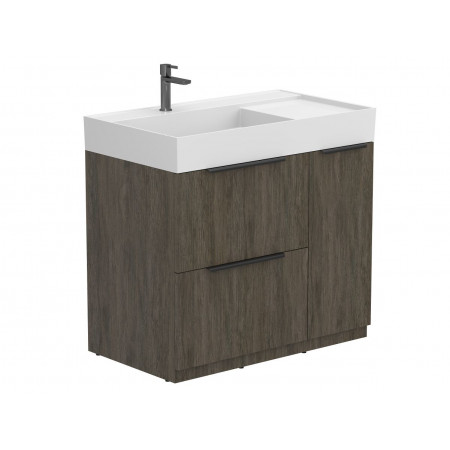 Тумба підлогова ALBA Толедо темне дерево з умивальником SOUL 900 Miraggio