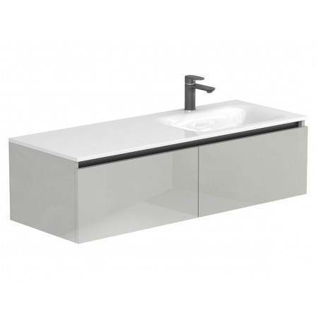Тумба підвісна BASE Сіра глянцева для умивальника JESSEL 1200 R Miraggio