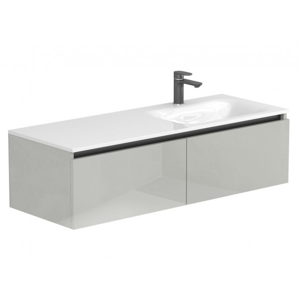Тумба підвісна BASE Сіра глянцева для умивальника JESSEL 1200 R Miraggio