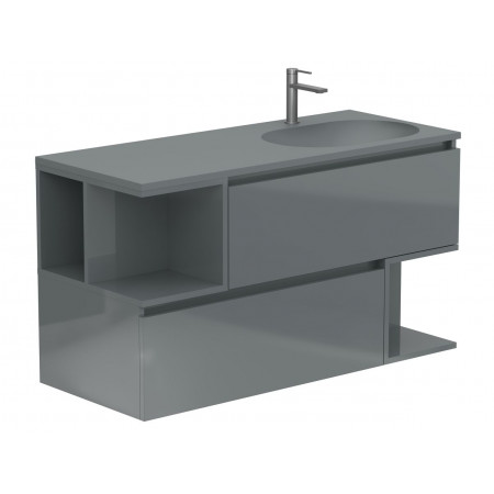 Тумба підвісна URBAN Сіра глянцева з умивальником NEW YORK 1200 R Miraggio