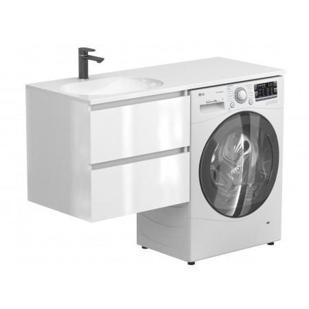 Тумба підвісна LUMO Біла глянцева для умивальника NEW YORK 1200 L Miraggio