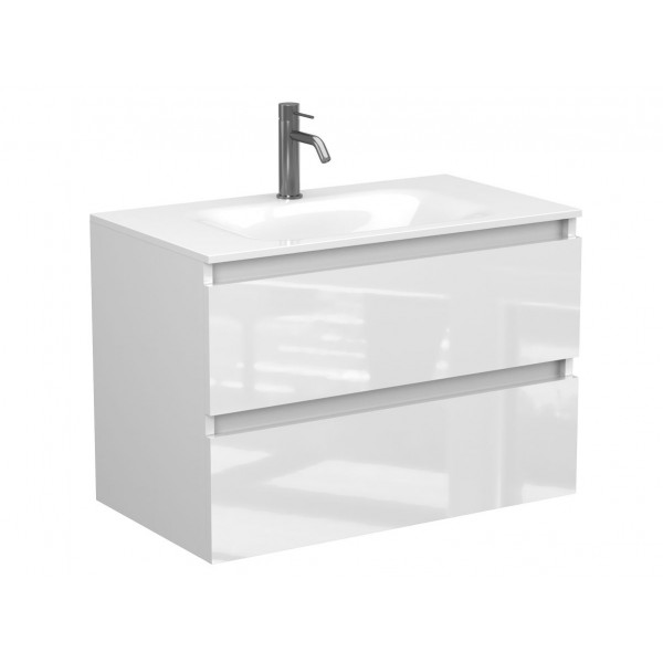 Тумба підвісна NATURA біла глянцева для умивальника JESSEL 800 Miraggio