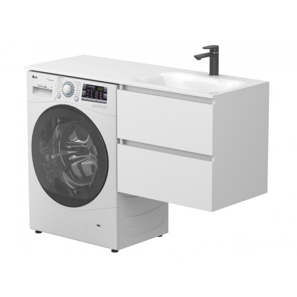 Тумба підвісна LUMO Біла матова для умивальника JESSEL 1200 R Miraggio