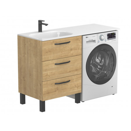 Тумба підлогова TESSA Дуб Гамільтон з умивальником LAKE 1250 L Miraggio