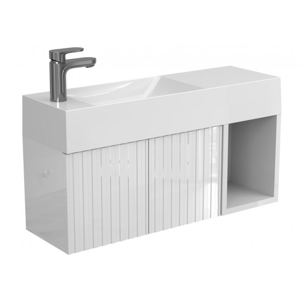 Тумба підвісна AURA біла глянцева для умивальника SHANGHAI L Miraggio
