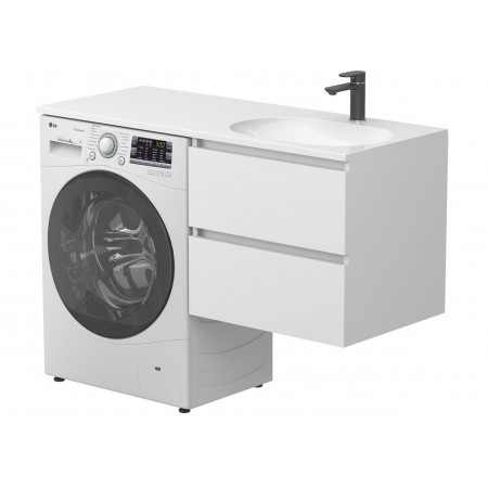 Тумба підвісна LUMO Біла матова з умивальником LAKE 1250 R Miraggio