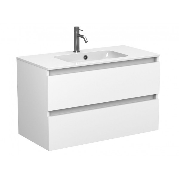 Тумба підвісна NATURA біла матова для умивальника DELLA 900 Miraggio