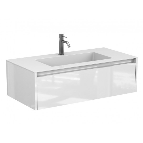 Тумба підвісна UNO біла глянцева для умивальника ERICA 1000 Miraggio