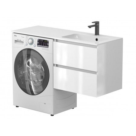 Тумба підвісна LUMO Біла глянцева для умивальника DELLA 1200 R Miraggio