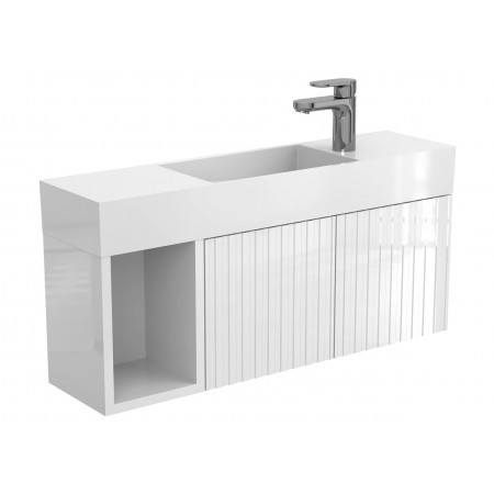 Тумба підвісна AURA біла глянцева для умивальника TONI 850 Miraggio