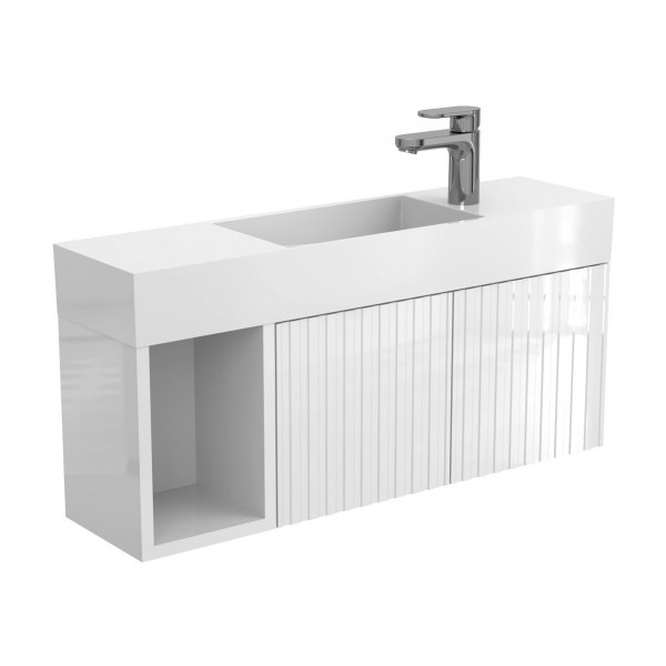 Тумба підвісна AURA біла глянцева для умивальника TONI 850 Miraggio