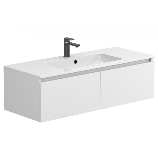 Тумба підвісна BASE Біла матова для умивальника DELLA 1100 Miraggio
