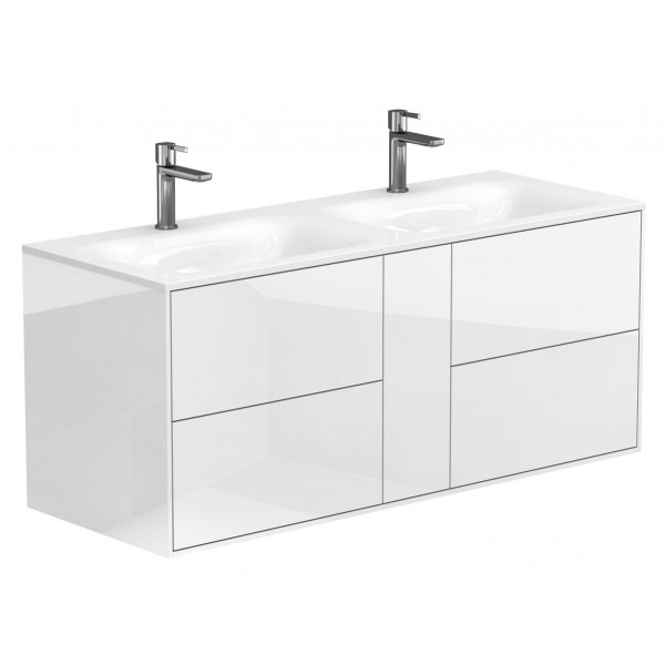 Тумба підвісна SPACE Біла глянцева для умивальника JESSEL 1200 D Miraggio