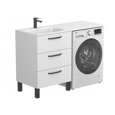 Тумба підлогова TESSA Біла з умивальником LAKE 1250 L Miraggio