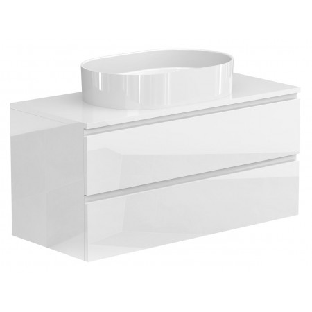 Тумба підвісна MONO 1000 Біла глянцева з умивальником KIRA Miraggio