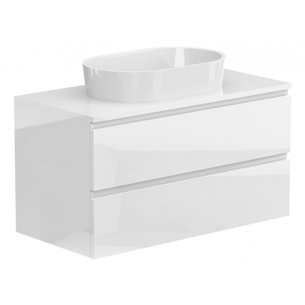 Тумба підвісна MONO 900 Біла глянцева з умивальником SORRENTO Miraggio