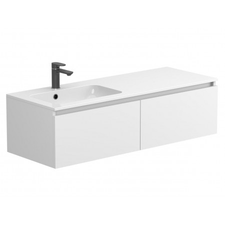 Тумба підвісна BASE Біла матова для умивальника DELLA 1200 L Miraggio