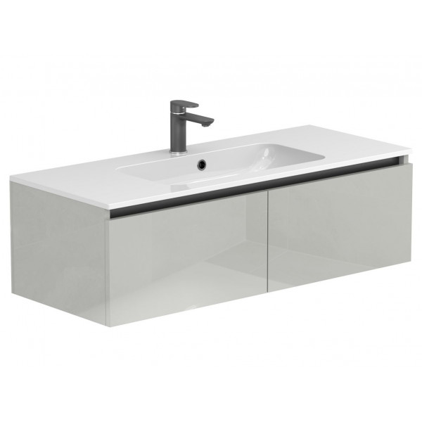 Тумба підвісна BASE Сіра глянцева для умивальника DELLA 1100 Miraggio