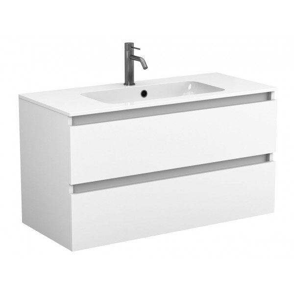 Тумба підвісна NATURA біла матова для умивальника DELLA 1000 Miraggio