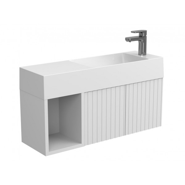 Тумба підвісна AURA біла soft-touch для умивальника SHANGHAI R Miraggio