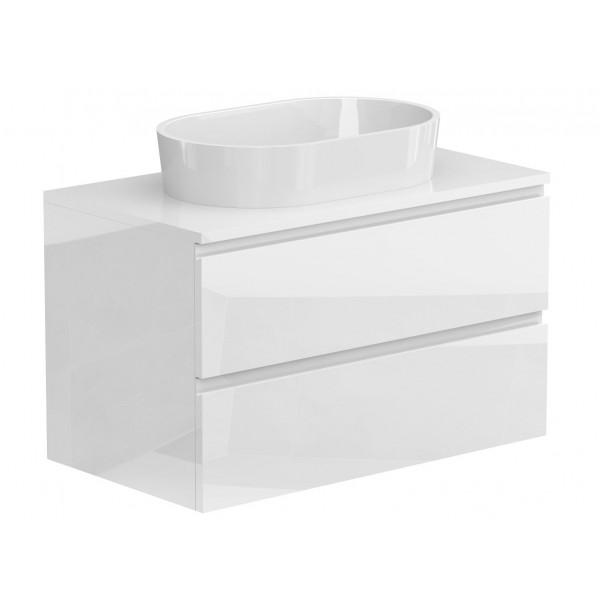 Тумба підвісна MONO 800 Біла глянцева з умивальником SORRENTO Miraggio