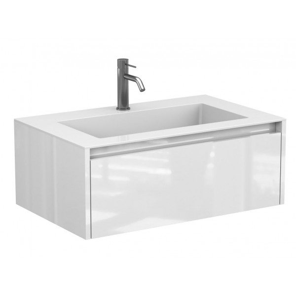 Тумба підвісна UNO біла глянцева для умивальника ERICA 800 Miraggio
