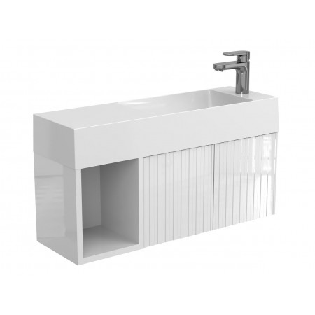 Тумба підвісна AURA біла глянцева для умивальника SHANGHAI R Miraggio