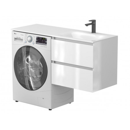 Тумба підвісна LUMO Біла глянцева для умивальника JESSEL 1200 R Miraggio