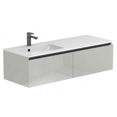 Тумба підвісна BASE Сіра глянцева для умивальника DELLA 1200 L Miraggio