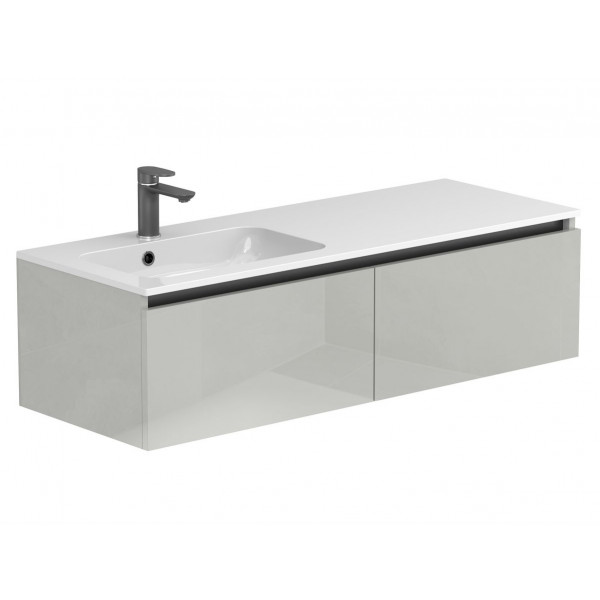 Тумба підвісна BASE Сіра глянцева для умивальника DELLA 1200 L Miraggio