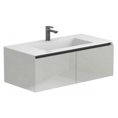 Тумба підвісна BASE Сіра глянцева для умивальника ERICA 1000 Miraggio