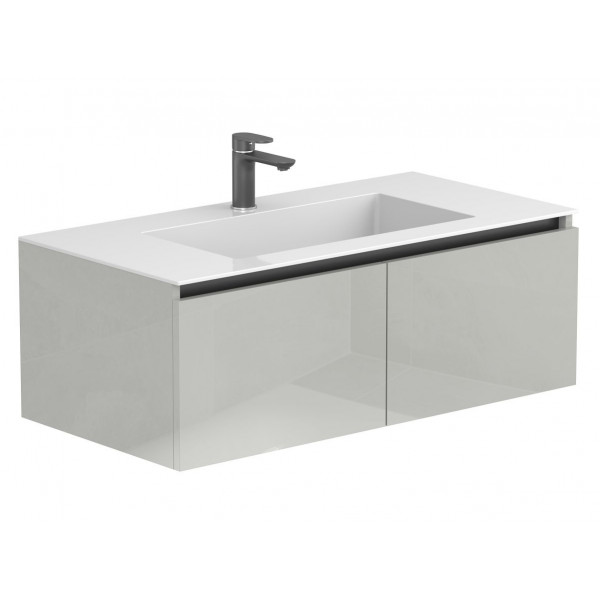 Тумба підвісна BASE Сіра глянцева для умивальника ERICA 1000 Miraggio