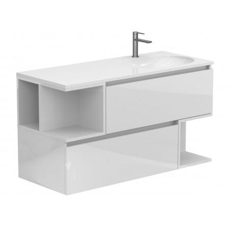 Тумба підвісна URBAN Біла глянцева з умивальником NEW YORK 1200 R Miraggio